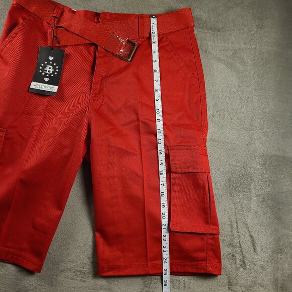 Brooklyn State Men's Red 36 Cargo Shorts With Belt New - Picture 3 of 9